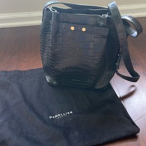 DeMellier Black Croc Bucket Bag